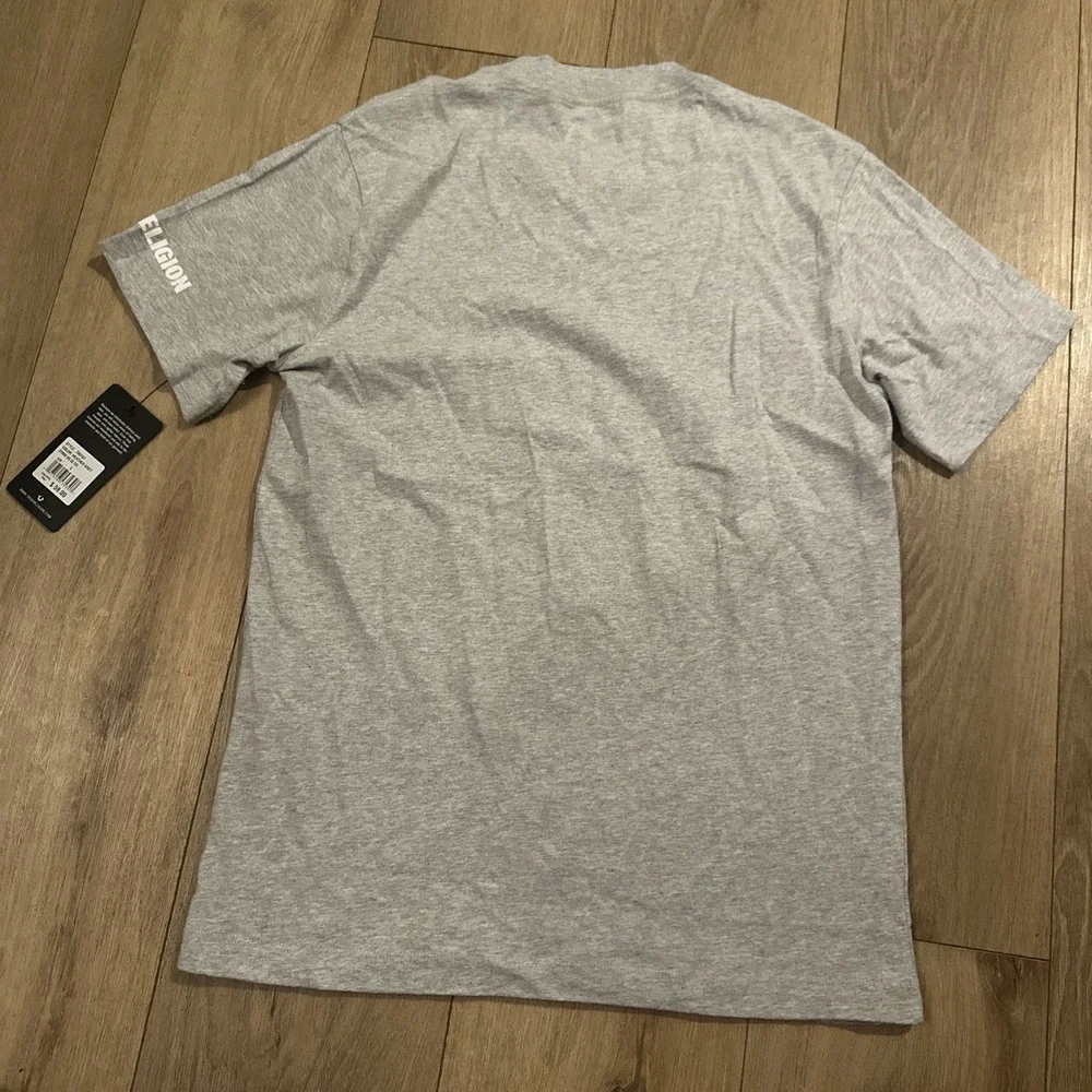 New True Religion Men's Tshirt Size Small Gray Horseshoe Logo Rinestone Shine Tr